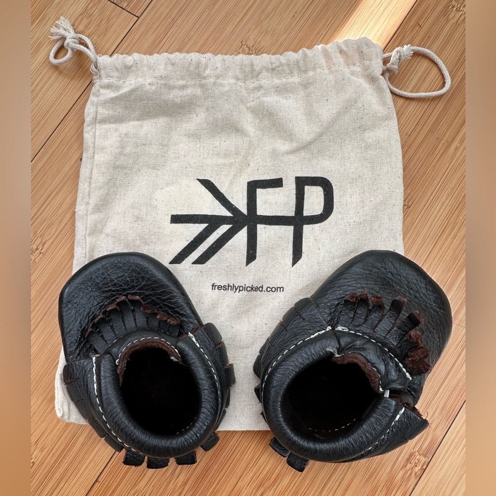 Freshly Picked Dark Brown Leather Moccasins Size 1
